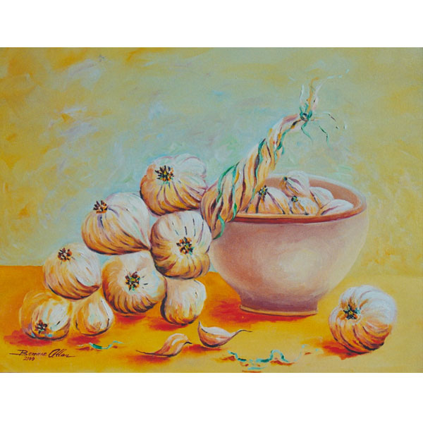 Garlic in Country Bowl 46x36cm- SOLD