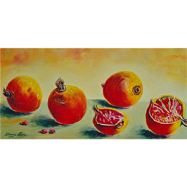 Persimmons on Green Table 20x40cm - SOLD